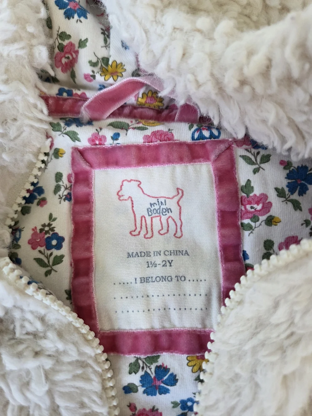 Mini Boden Sherpa Fleece Hooded Vest, Size 18-24 Months